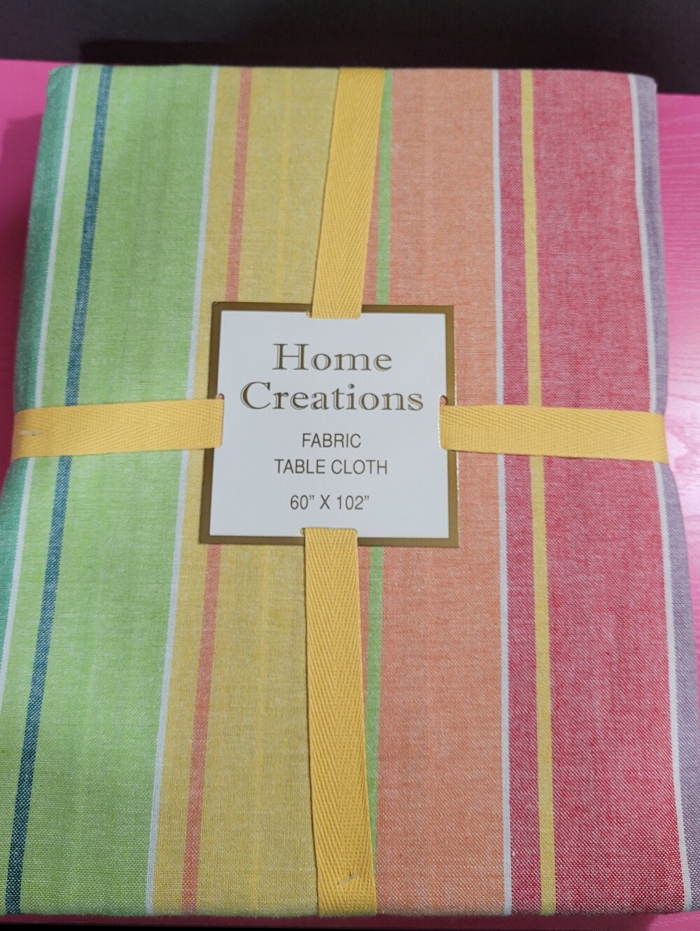 Home Creations Cabana Striped 100% Cotton Fabric Tablecloth 60" X 102" (1783)